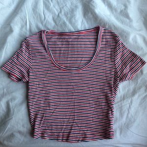 Striped Baby Rib Crop Top