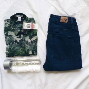 Palm Tree Printed Tie Front Shirt