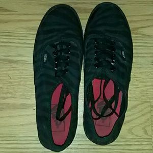 Black with zebra stripes vans