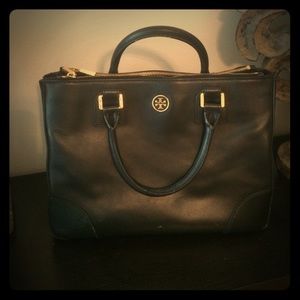 Tory Burch Black Robinson Double Zip Handbag