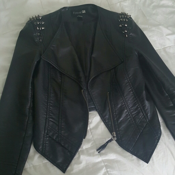 Faux leather studded jacket