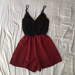 Black & maroon romper
