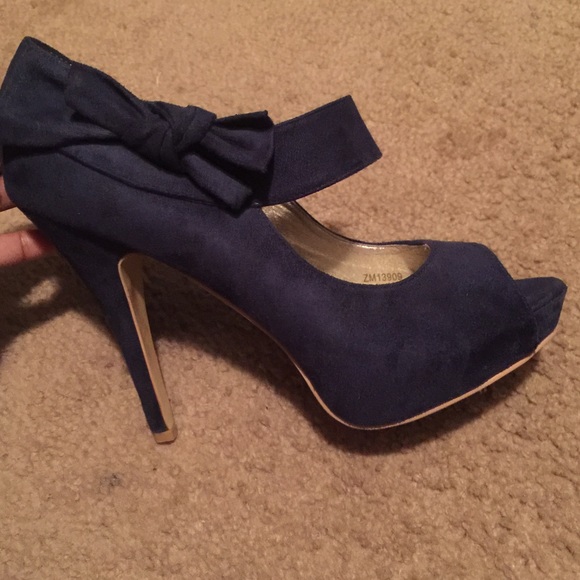 Navy peep toe heels