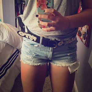 Brown embroidered belt