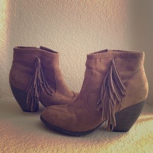 Suede Fringe Booties