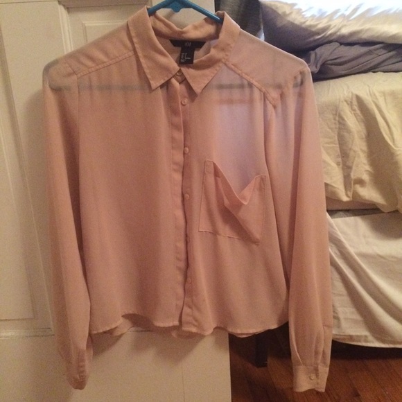 Light pink chiffon button down - Picture 1 of 2