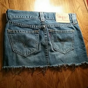 Levi's cut off blue jean denim skirt