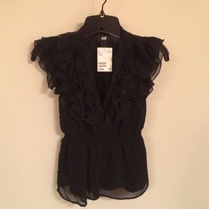 Black, sleeveless top