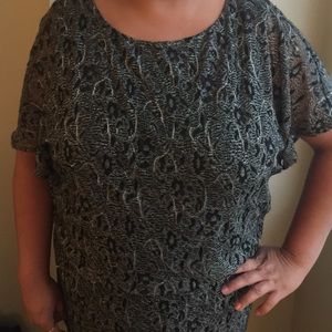 Metallic silver gray lace dress
