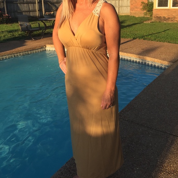 Maxi tan dress from Jamaica, BRAND NEW!!