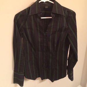 Black button down with green stripes