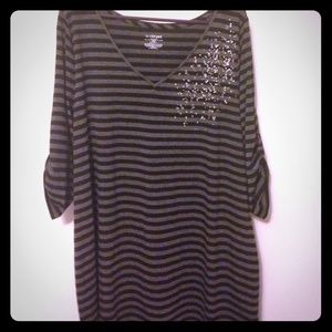 Lane Bryant striped and sparkly Tunic