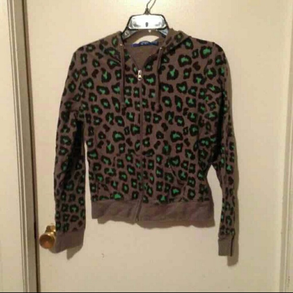 Neon Leopard cheetah Hoodie large