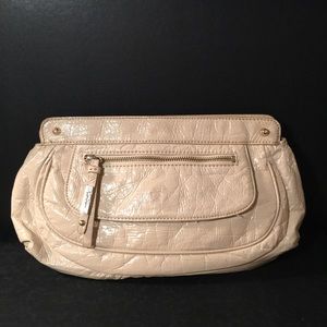 Jessica Simpson Beige Pleather Clutch Purse