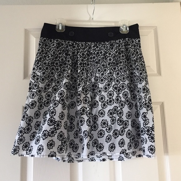 Black and White Floral Circle Skirt