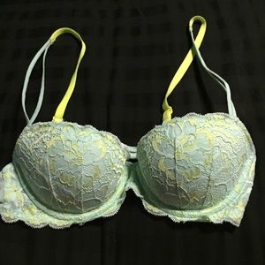 VS PINK push up bra blue/green 32B