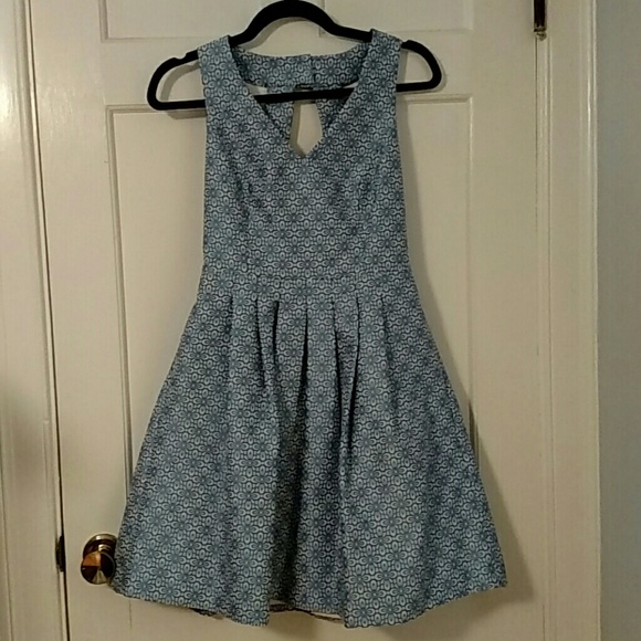 Blue embroidery party dress