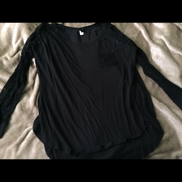 Black Lace Sleeve Tunic Shirt Torrid