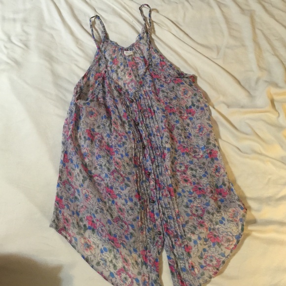 Sheer floral tank top