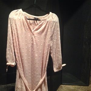 Pale pink with white polka dot peasant dress