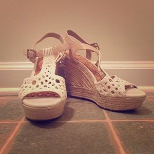 White Crochet Wedges