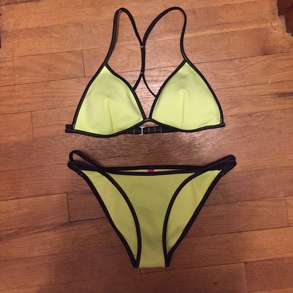 Green Neoprene Teeny Triangle and String Bottom