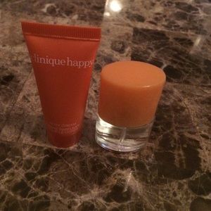 Miniature Clinique Happy lotion and perfume
