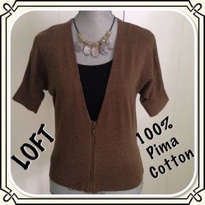 Ann Taylor LOFT brown lightweight cardigan.