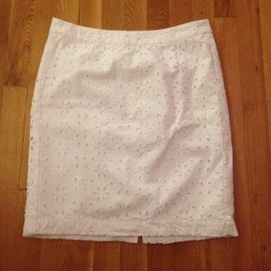 White eyelet pencil skirt