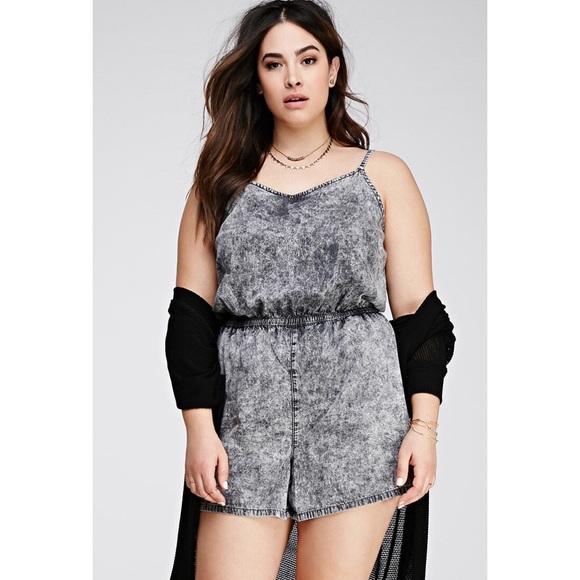 Grey Acid Wash Romper