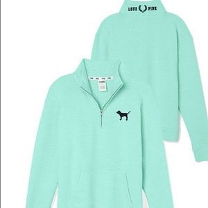 pink teal half zip