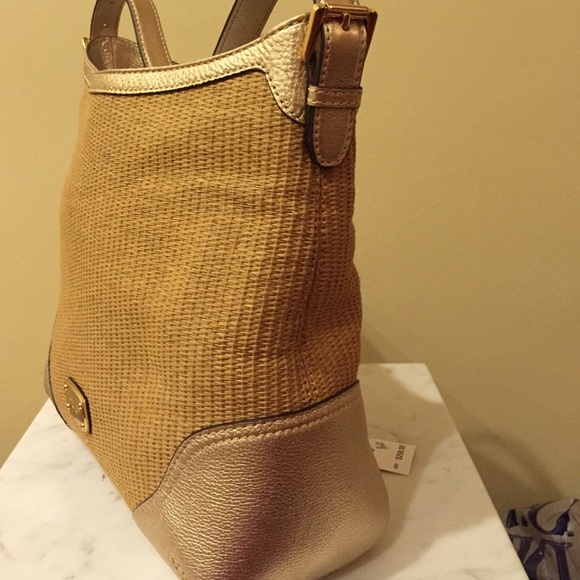 🆕Michael Kors woven fabric & gold leather bag NWT - Picture 2 of 4