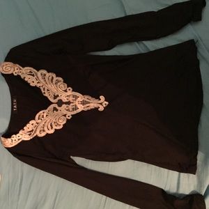 black long sleeve with gold neck lining