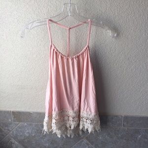 Light Pink F21 Halter Top w/ Lace
