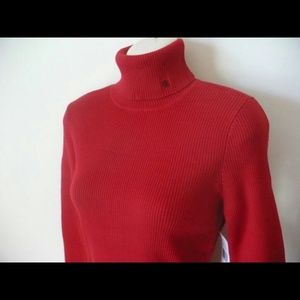 Ralph Lauren Red Ribbed Turtleneck L