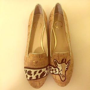 C Wonder Cork Loafers with Giraffe Detail