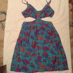 Turquoise floral cut out sundress