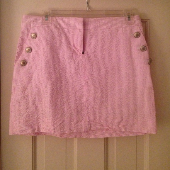 Pink seersucker mini skirt