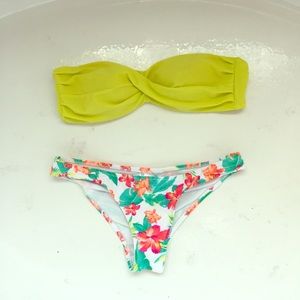 Yellow Top & Floral Bottom Swimsuit
