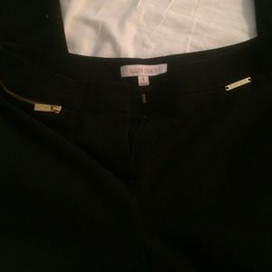 Black cotton ankle pants with gold zipper pocket