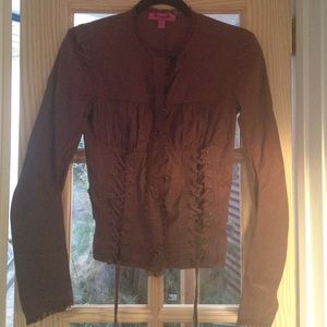 Brown Betsy Johnson Button Down Jacket