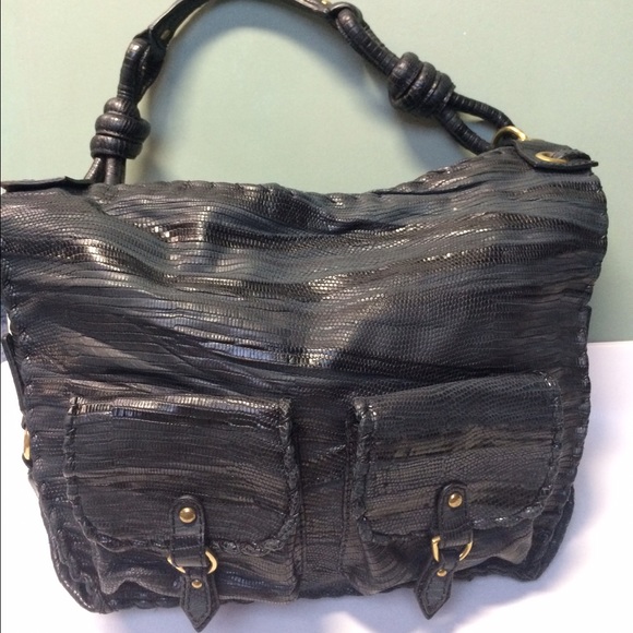 Isabella Fiore real Peyton skin gray an black bag - Picture 2 of 4