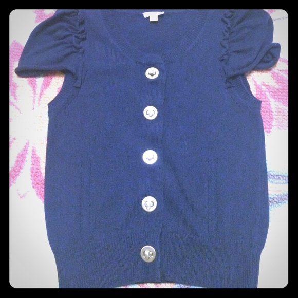 Navy short sleeve cardigan