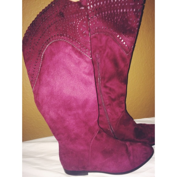 Burgundy Suede Boots