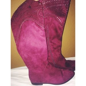 Burgundy Suede Boots