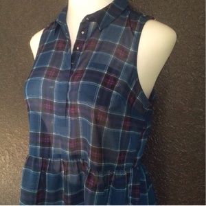 American Eagle Plaid Sleeveless Peplum Top