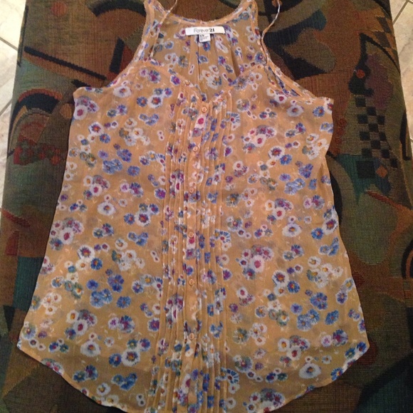 Sheer floral tank top