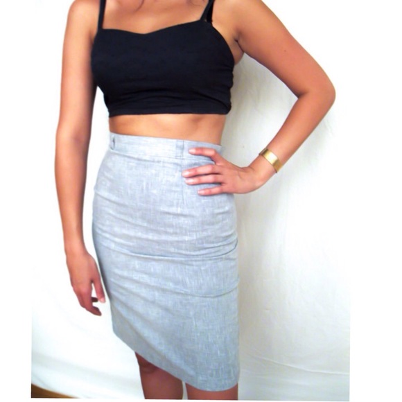 1960s Wiggle Mini Skirt, Heather Grey /Pencil / XS