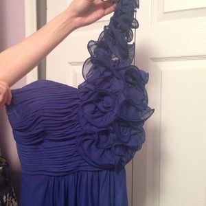 One shoulder royal blue Lomb dress