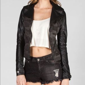 FULL TILT Camo Faux Leather Sleeve Jacket